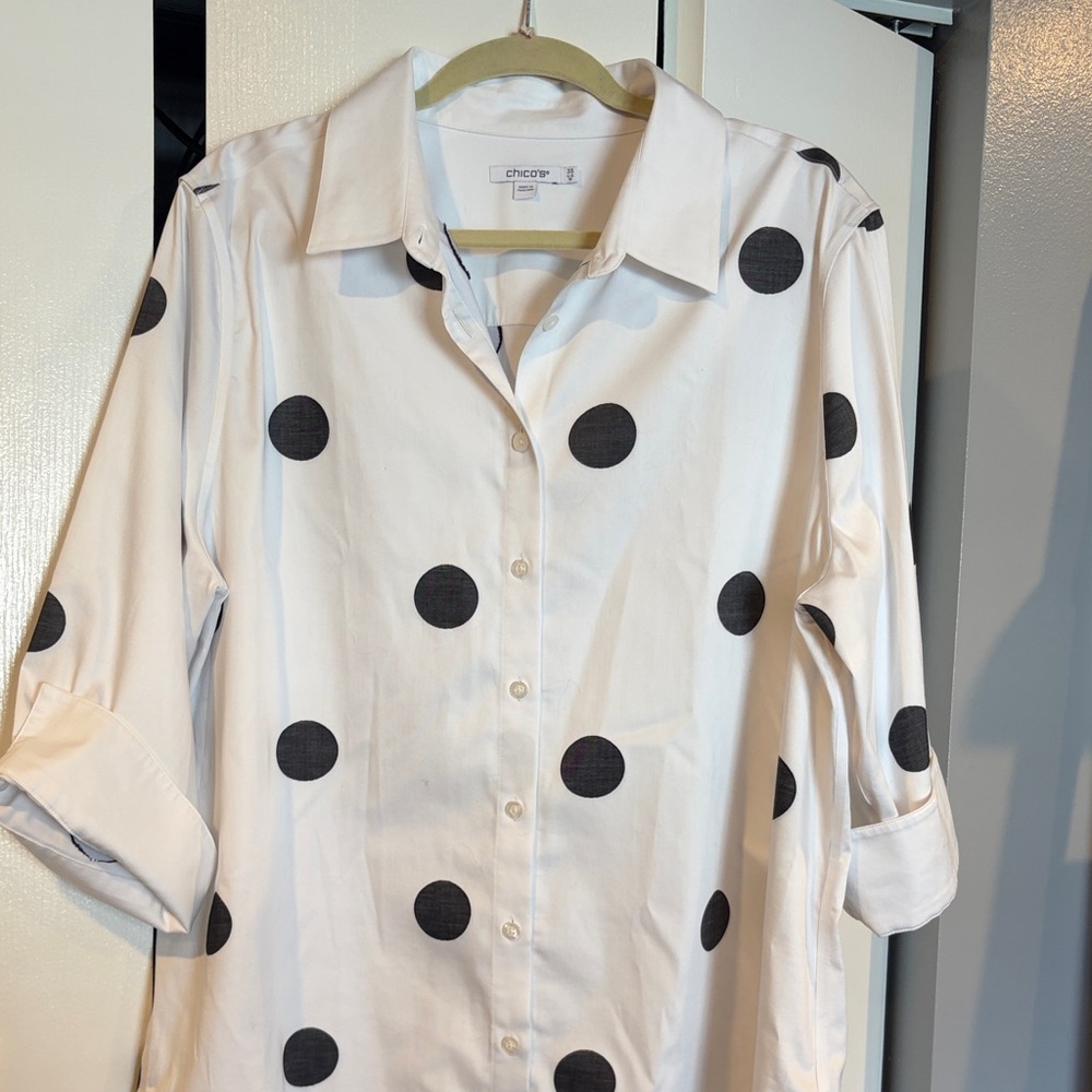 Chico's Black and White Polka Dot Blouse
